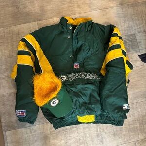 STARTER Green and Yellow Packers Puffer Jacket